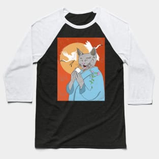 Happy Monk Cat Sake Baseball T-Shirt